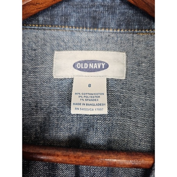 OLD NAVY Denim Full Front Snap Dress Women's Size 8 Pocket 3/4 Sleeve Vintage - Picture 2 of 11